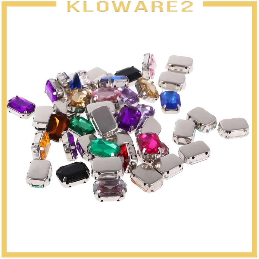 50 Nút cài đính đá bằng Acrylic hình chữ nhật mặt lưng phẳng 10x14mm dùng may vá thủ công mỹ nghệ