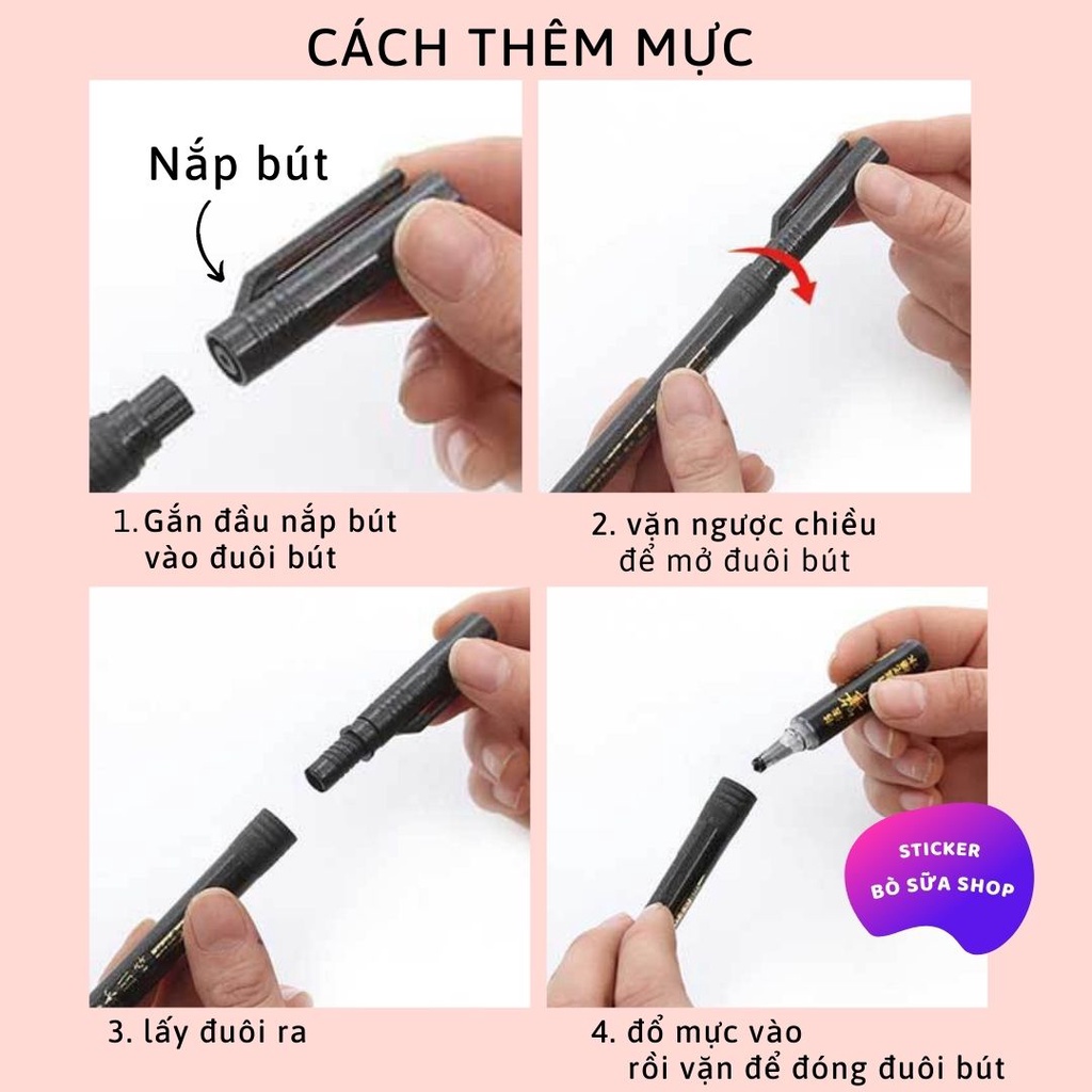 Bút Baoke luyện viết calligraphy bút brush tập viết thư pháp stickerbosuashop