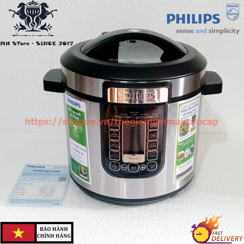 Nồi áp suất điện tử nấu chậm Philips HD2137 6 lít
