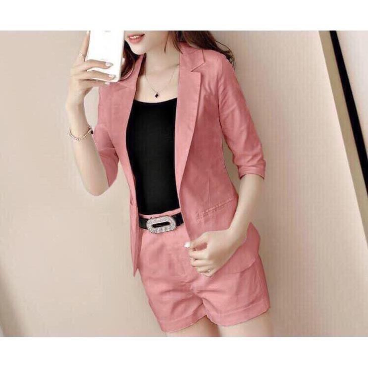 Set Vest 3 Món Kèm Nịt Cao Cấp - Bộ Vest Short Nữ Kaki Phối Áo Trong Thun Dệt Loại 1 | BigBuy360 - bigbuy360.vn