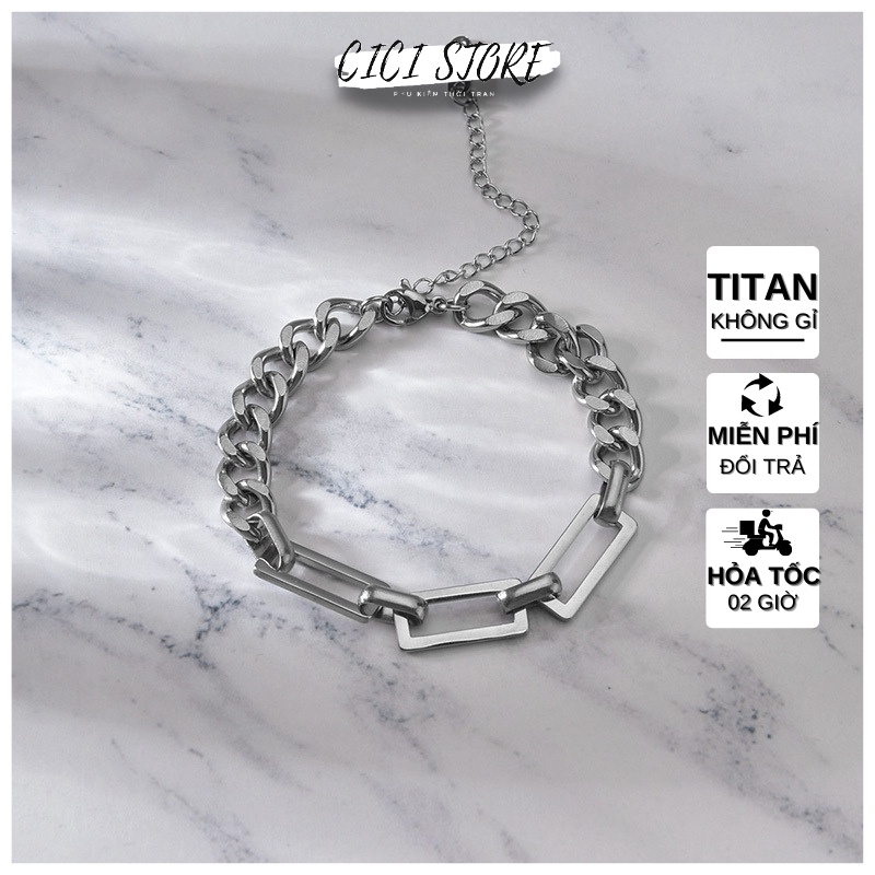 Vòng Đeo Tay Nam Nữ Bằng Thép Titan Không Gỉ Phong Cách Hiphop Đường Phố