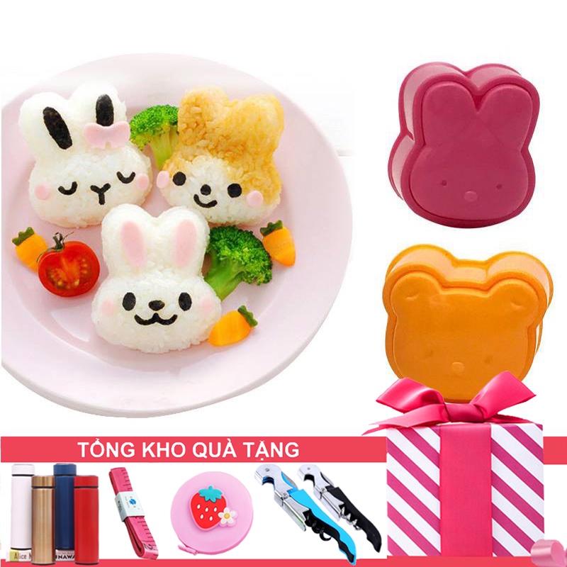 Combo 2 Khuôn Làm Cơm Nhật Bento Con Thỏ, Gấu CDS1189