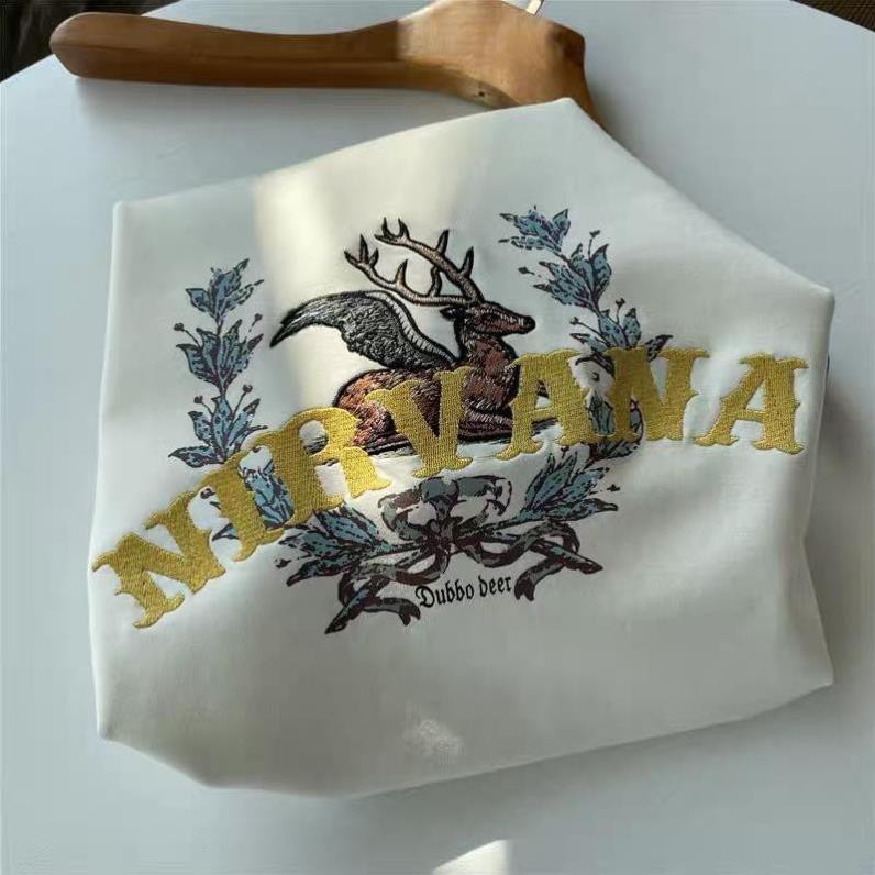 Áo thun tay lỡ thêu Hươu NIRVANA cao cấp , áo phông T shirt nam nữ unisex , MSW Town  ྇