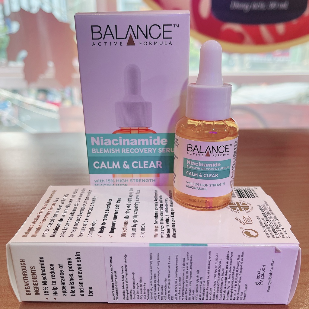 Serum ngừa mụn mờ thâm Balance Active Formula Niacinamide 15% Blemish Recovery 30ml