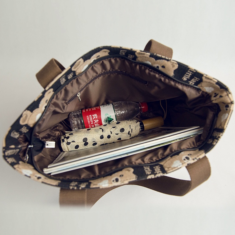 Túi xách IELGY vải canvas sức chứa lớn phong cách Hàn Quốc thời trang cho nữ