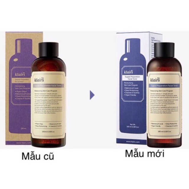 Nước Hoa Hồng Klairs 180ml Supple Preparation Facial Toner có mùi+không mùi