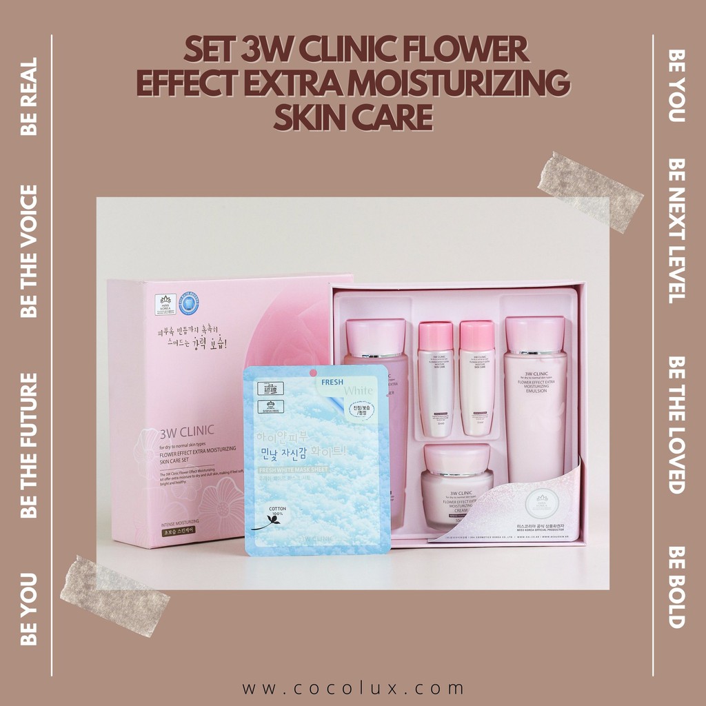 Set 3W CLINIC FLOWER EFFECT EXTRA MOISTURIZING SKIN CARE-[COCOLUX]