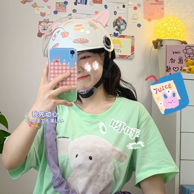 MŨ BẢO HIỂM TAI MÈO TẶNG KÈM STICKER