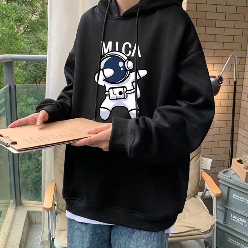 Áo khoác hoodie tay dài dáng rộng in hình phi hành gia phong cách đường phố Hàn Quốc size m-3xl