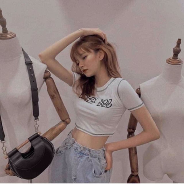 (Ảnh thật)❌ Áo croptop tay ngắn Dady Dod 3 màu(tím/đen/trắng) ❌