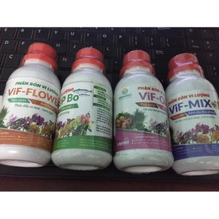 Combo 4 lọ phân hữu cơ vif -one-mix-sup-flower chăm sóc cây cảnh hoa lan mỗi loại 100ml