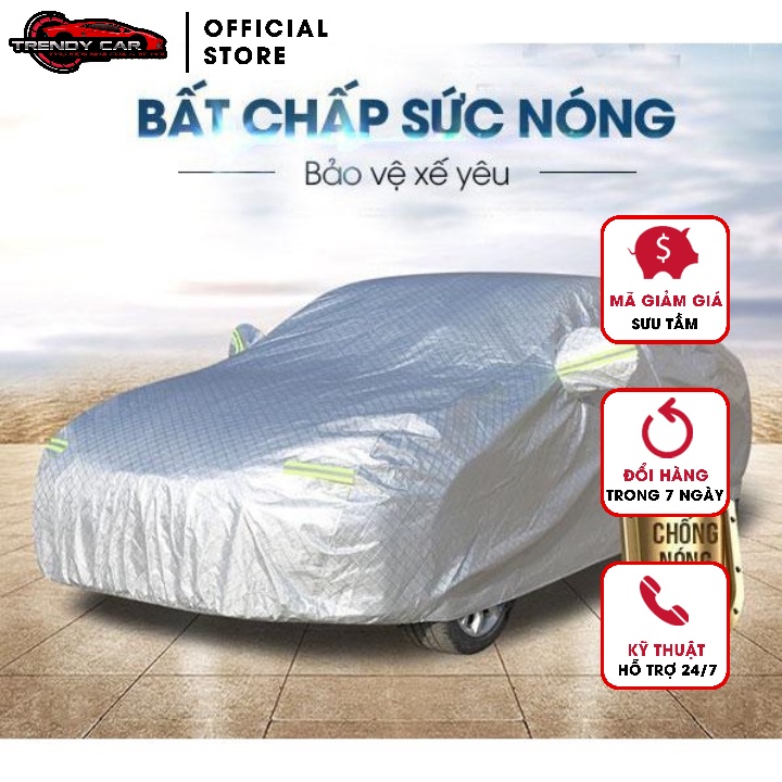bạt chống mưa, chống bụi cho ô tô kích thước S, M, L, YM, YL 3 lớp có phản quang thông dụng