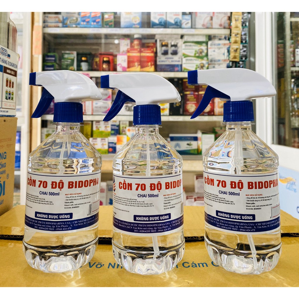 CỒN 70 ĐỘ/CỒN 70 ĐỘ BIDOPHAR / CỒN NAM HÀ CHAI 500ML.