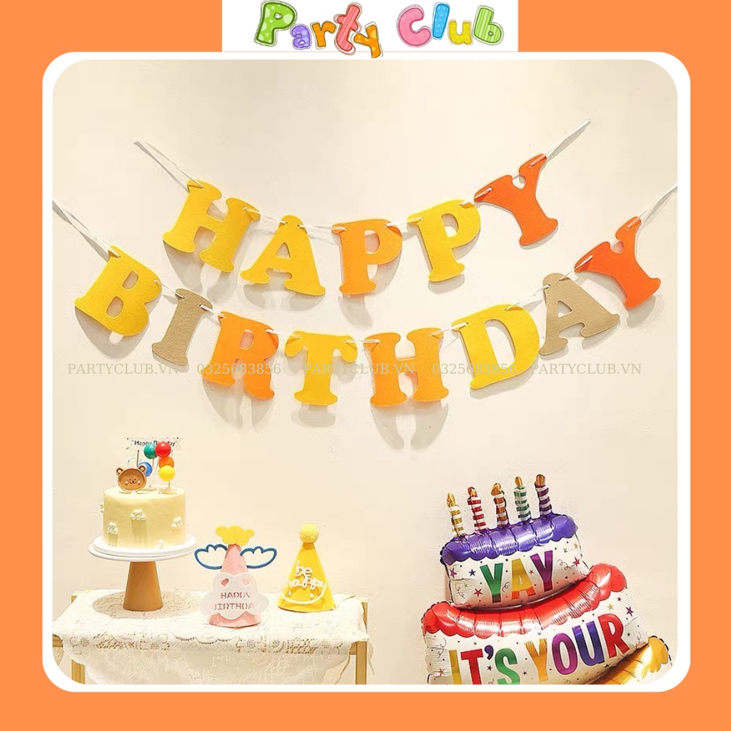 Dây treo chữ HAPPY BIRTH DAY nỉ nhiều màu trang trí sinh nhật