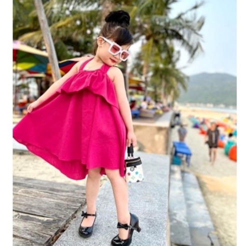 Váy dầm 2 dây chun ngực cho bé gái 8-20kg