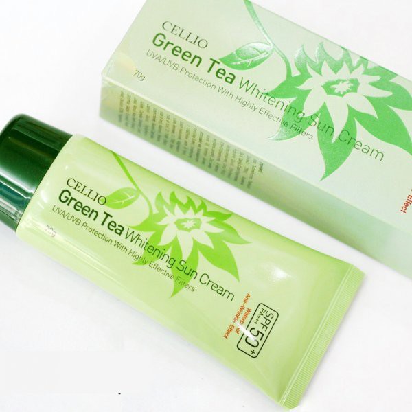 Kem chống nắng Cellio Green Tea Whitenning Sun Cream SPF50 70g