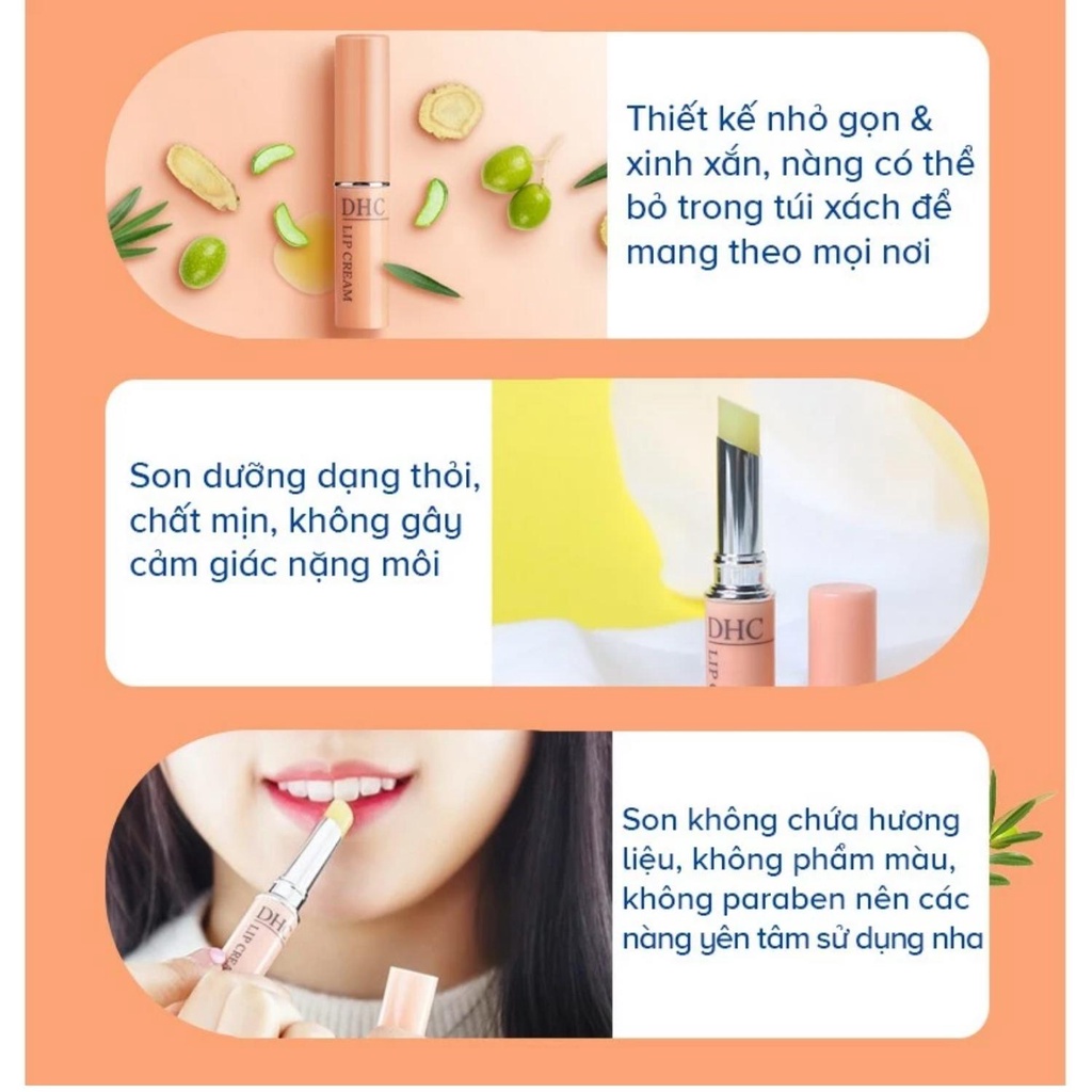 Son dưỡng môi DHC Nhật Bản Lip Cream giữ ẩm môi, dưỡng môi sáng hồng tự nhiên 1.5g