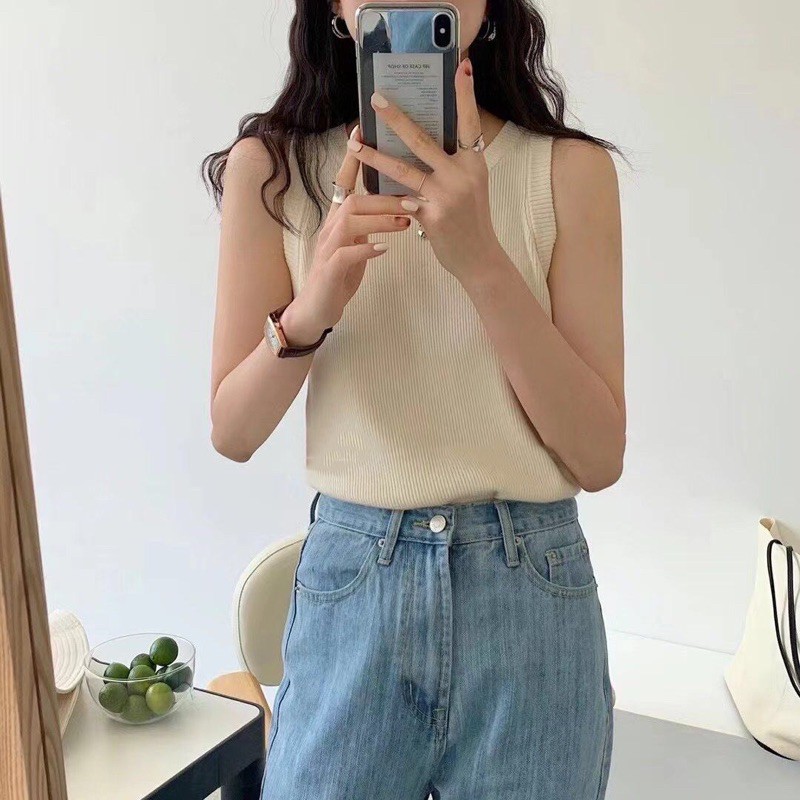 𝐙𝐢𝐧𝐧𝐢𝐚/𝐀́𝐨 𝐭𝐚𝐧𝐤𝐭𝐨𝐩 𝐛𝐚𝐬𝐢𝐜 𝐬𝐨̛̣𝐢 𝐝𝐞̣̂𝐭/ Slimfit 79