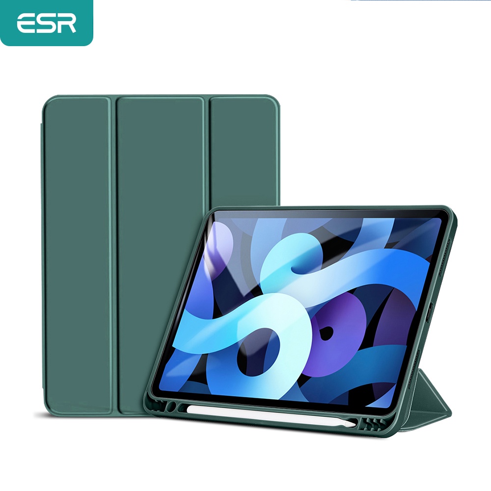 Bao da nắp lật ESR dẻo có khe cắm bút tính năng tự động ngủ / thức cho iPad Air 4 2020