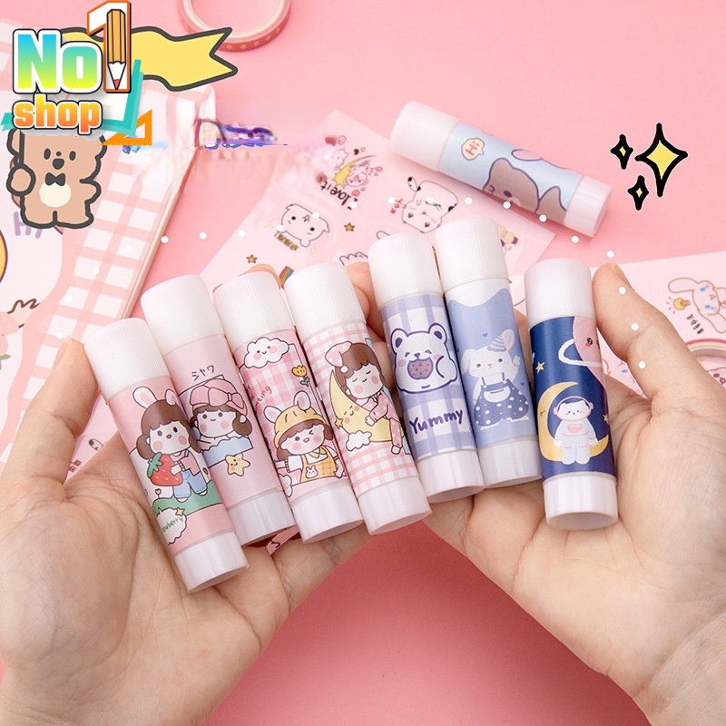 Keo dán màu trơn họa tiết hoạt hình DIY cho học sinh