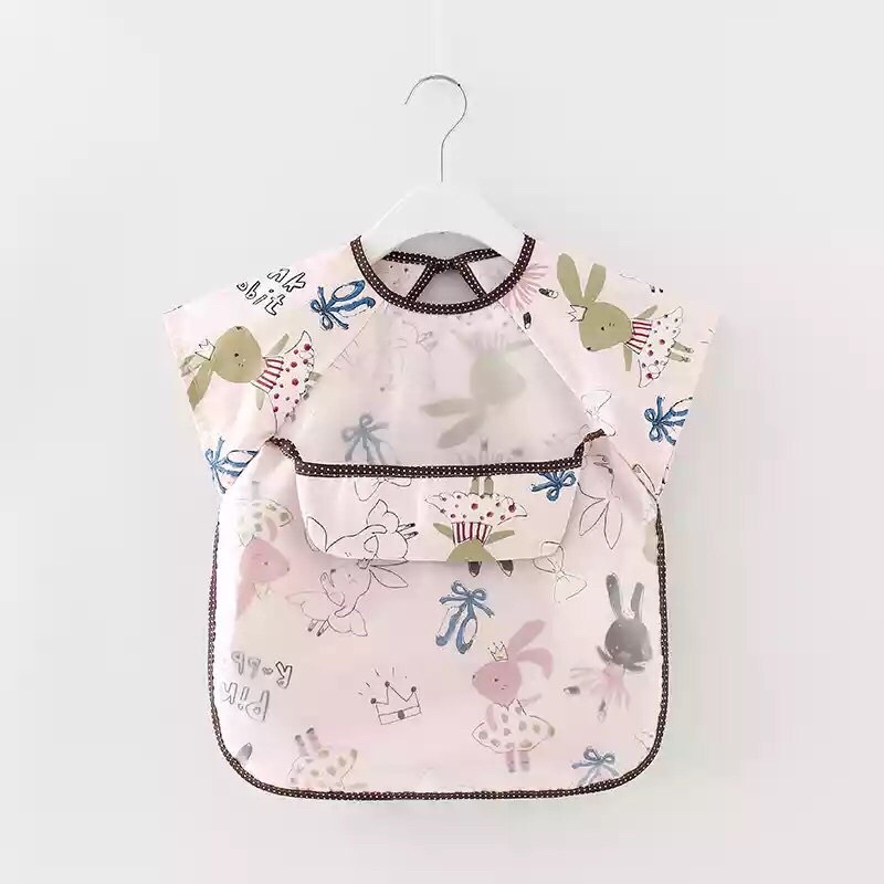 Áo yếm ăn dặm cộc tay mùa hè cho bé có máng hứng ngang ngực siêu sạch sẽ an toàn cho bé