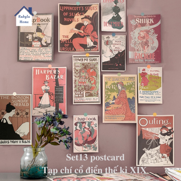 Postcard Tranh giấy poster treo tường trang trí hình dán nghệ thuật bưu thiếp tạp chí retro decor phòng học