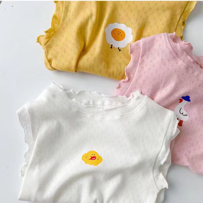[Babycat] Hàng Có Sẵn Áo Sát Nách Cotton Phối Lưới Mỏng Thoáng Khí Phong Cách Nhật Bản Hàn Quốc Cho Bé Gái Mặc Trong Hàng Ngày