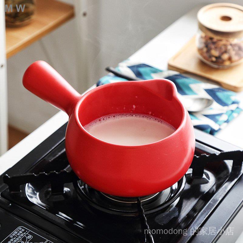 Nồi Sứ Mini Nấu Sữa/Thức Ăn Cho Bé Có Tay Cầm Chống Dính Tiện Dụng