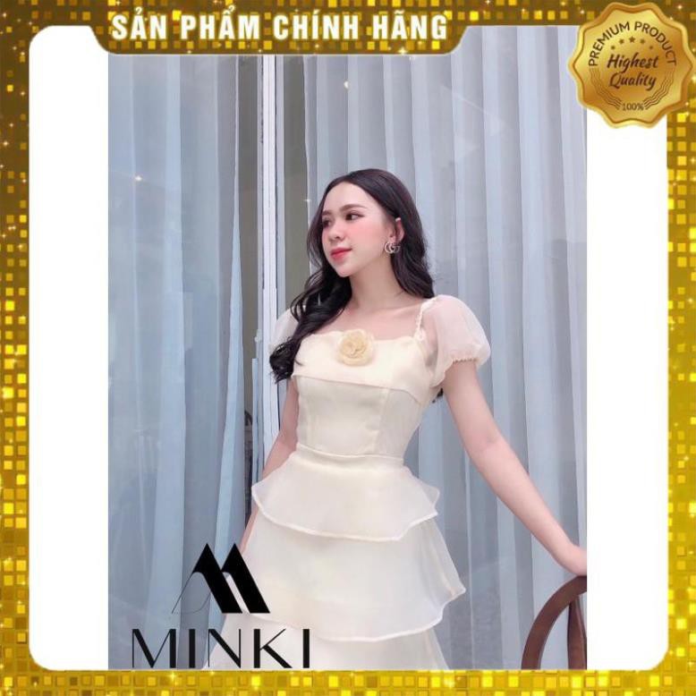 [MÃ XIA FREEHIP] VÁY TẦNG KÈM HOA CÀI ÁO - Chất liệu Tơ Sống Organza- Màu Vàng Trong -  [THIẾT KẾ]  ྇