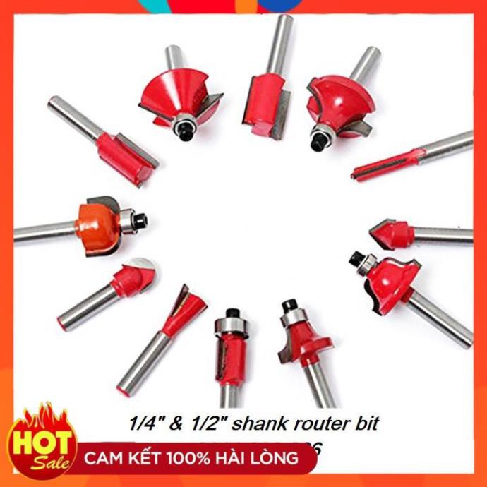 [Hàng Tốt] Bộ mũi phay gỗ cốt 6.35mm hoặc 12.7mm - bộ 12 mũi soi gỗ
