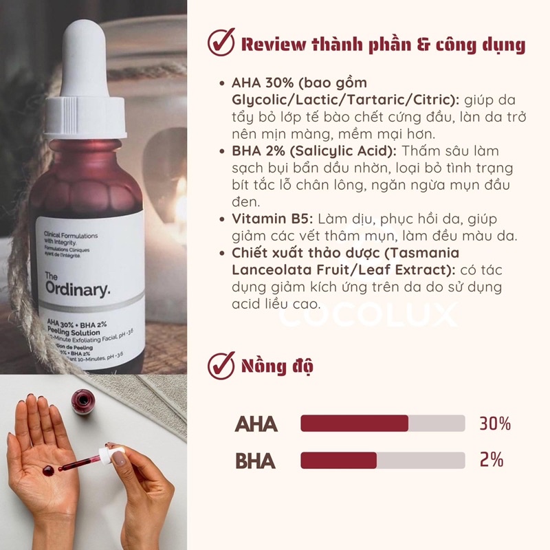 [Chính Hãng] Peel da sinh học The Ordinary AHA 30% + BHA 2% Peeling Solution 35ml