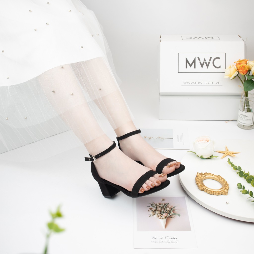 Giày Cao Gót Nữ MWC Da Lộn Quai Ngang Đế Vuông NUCG - 3695