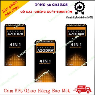 Combo 3 Bao Cao Su Azodra Có Gai Gai Và Kéo Dài Thời Gian [ Tổng 36 BCS ]