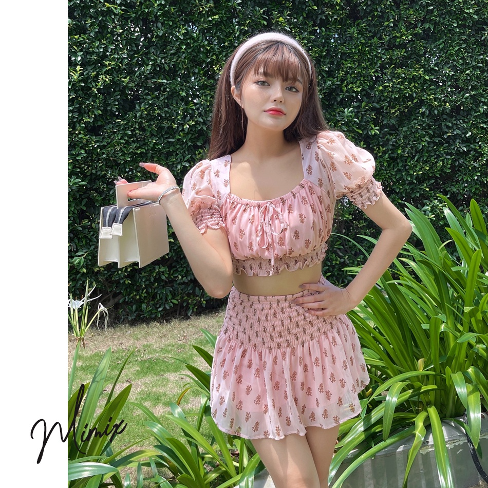Set bộ nữ áo croptop kèm chân váy bo chun MIMIX CA6170