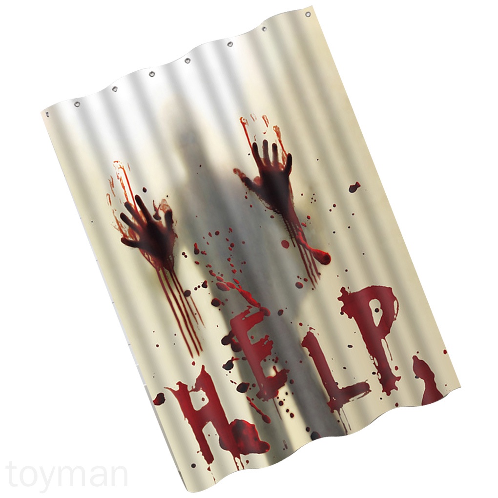 Halloween Themed Shower Curtain Bathroom Shower Bathing Bloody Drape Holiday Scary Decoration toyman