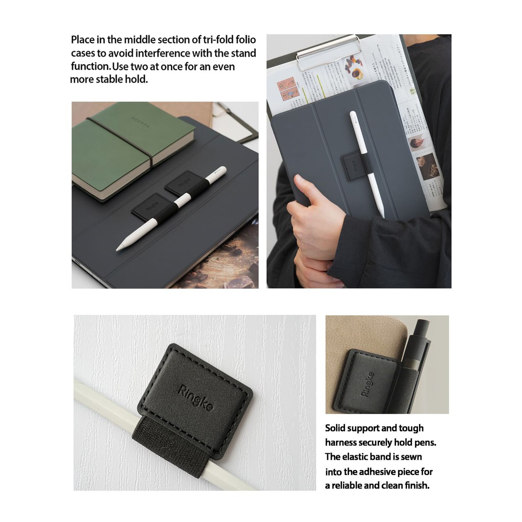RINGKE Vỏ bọc bút cảm ứng màu đen cho Apple Pencil Samsung S iPad Galaxy Tab