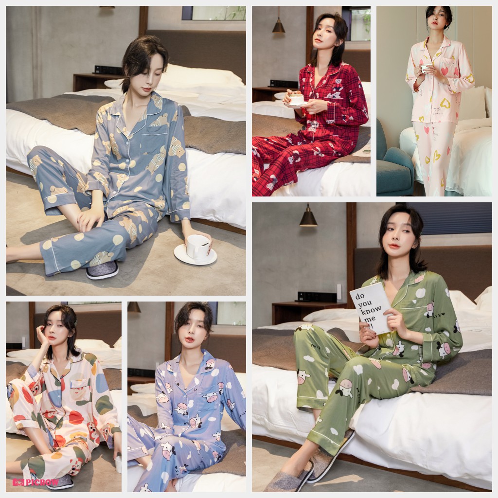 Đồ Bộ Pijama - Set Ngủ Dài Tay Vải Đũi Lụa Nhiều Mẫu Họa Tiết Đơn Giản DDDP02