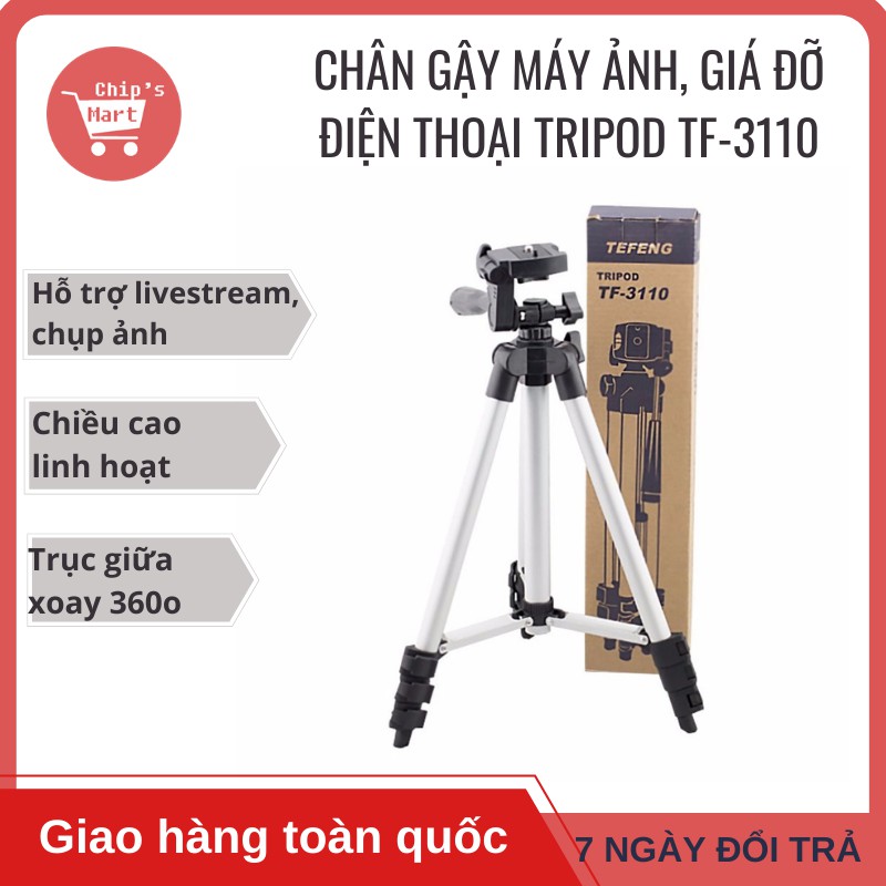 Chân gậy máy ảnh, Giá đỡ điện thoại 3 chân Tripod TF-3110 - Xoay 360o, phù hợp nhiều dòng máy