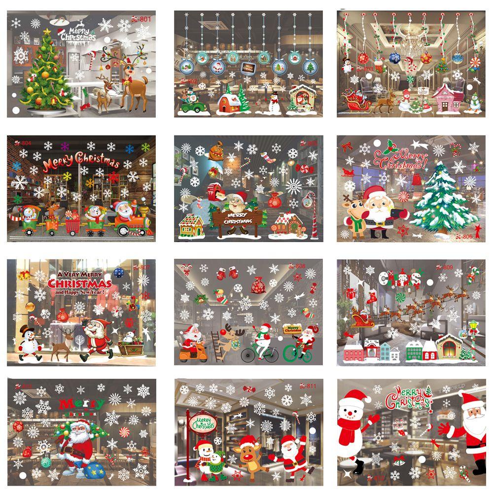 PINEVN Miếng Dán Cửa Sổ Trang Trí Năm Mới Họa Tiết Bông Tuyết Có Thể Tháo Rời