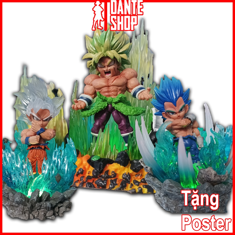 Mô Hình Chibi DragonBall Super Goku Ultra Instinct, Vegeta Blue Evolution 10cm Fullbox