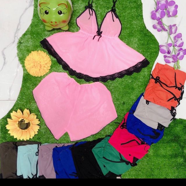 Đầm ngủ voan phối ren mút.1ki