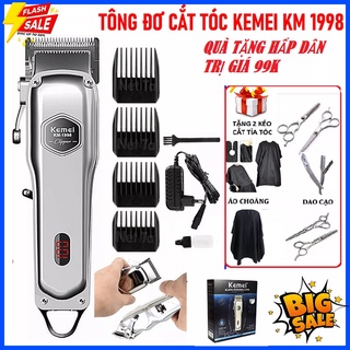 Siêu Tông Đơ KM1998 Màu Bạc Nguyên Khối Pin lithium 2000 mAh Chính Hãng.BH 12T
