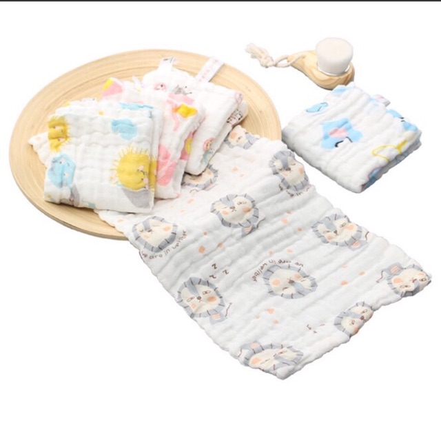 Khăn sữa in hình 6 lớp kích thước 30x30cm