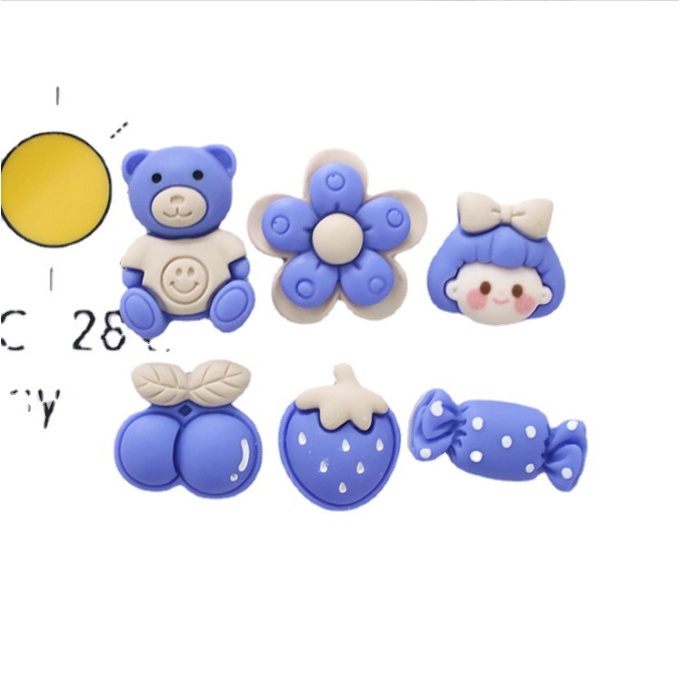 Charm slime tông màu xanh dương nhạt cho các bạn trang trí kẹp tóc, bình nước, dán Jibbitz, vỏ ốp điện thoại, DIY