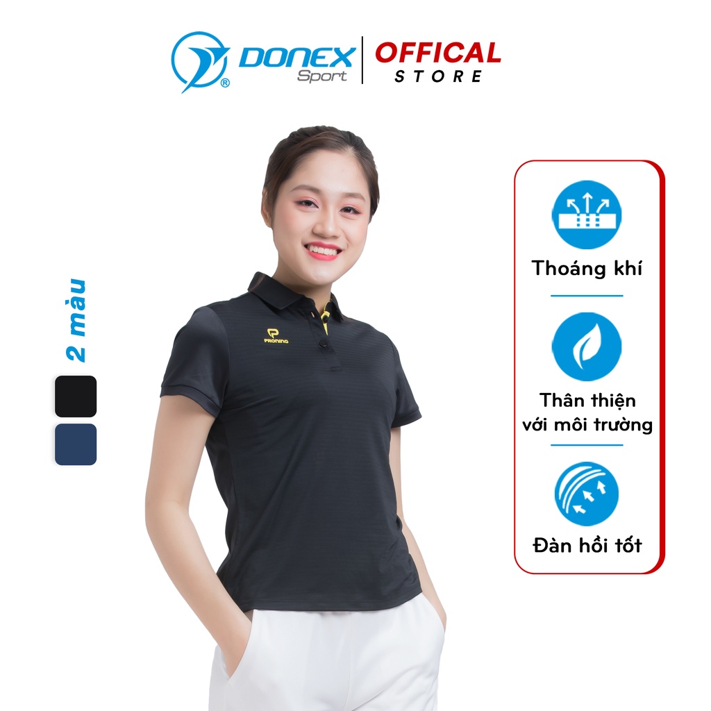 Áo Thể Thao Nữ Có Cổ DONEXPRO Form Regular, Thiết Kế Tay Bo Dáng Ôm, Chất Thun Cá Sấu Thể Thao AC-3375