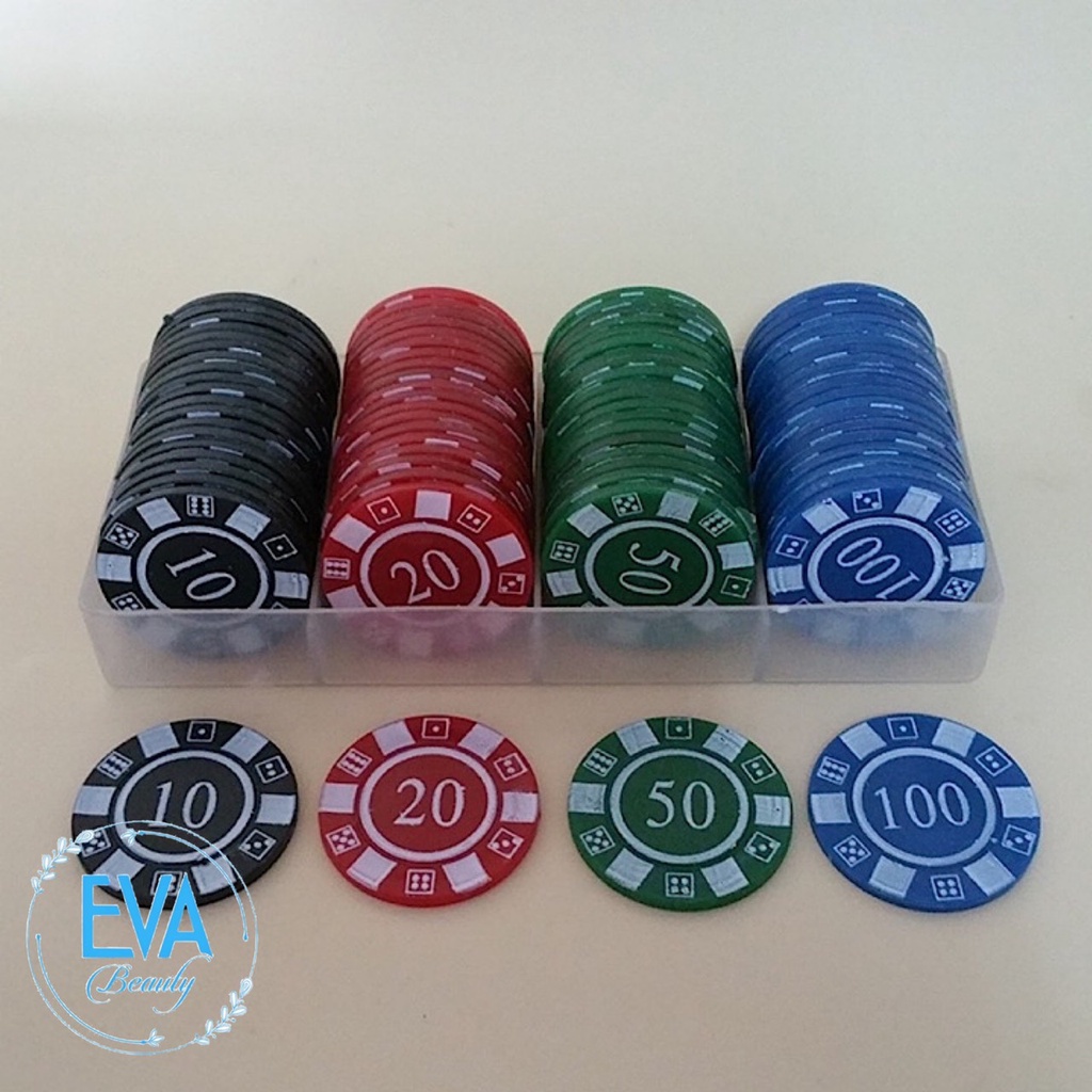Bộ Đồ Chơi 80 Đồng Xu Nhựa Chip Poker Số Viền Hoa Văn Nhiều Màu Cao Cấp M571