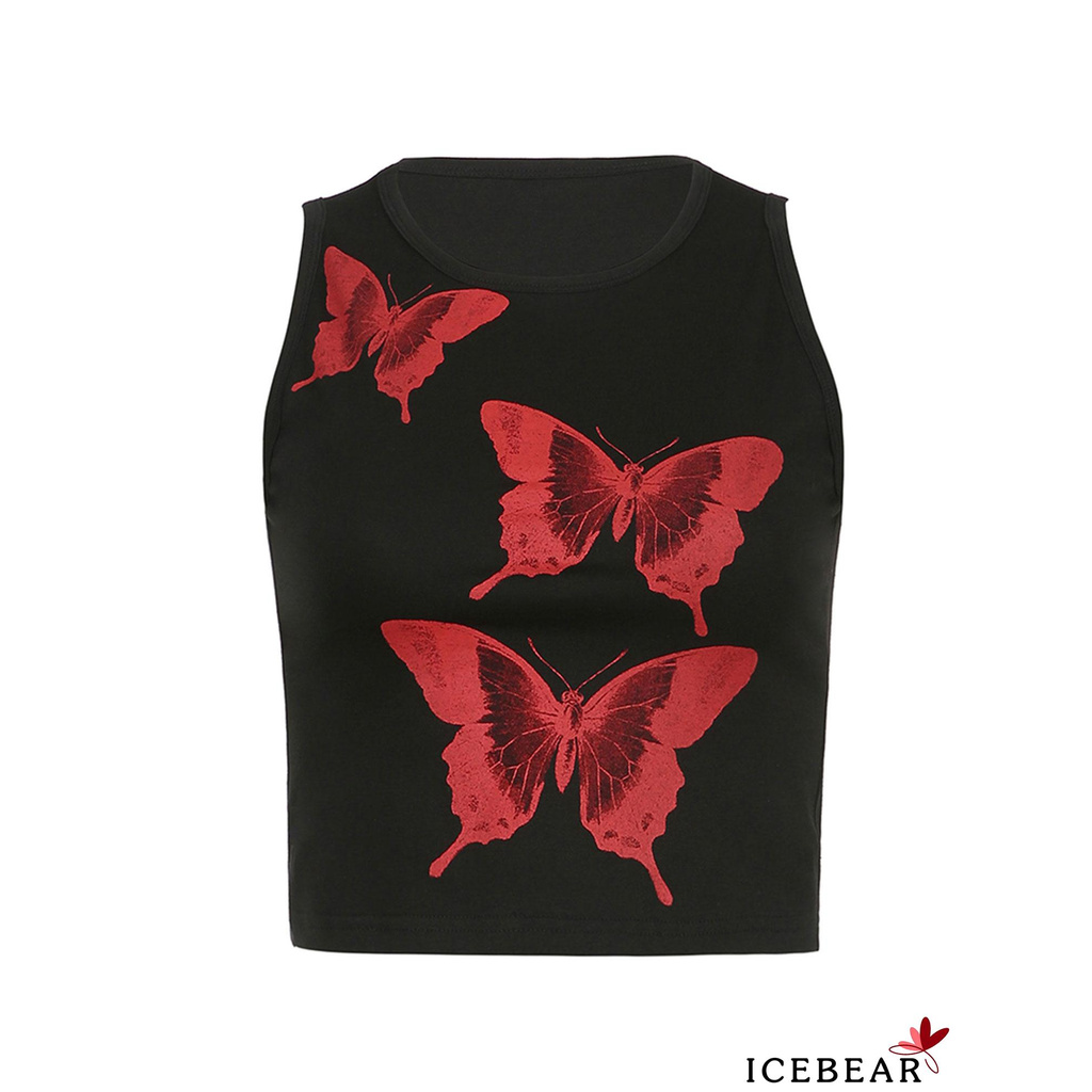 Áo Không Tay Cổ Tròn In Hình Bướm Thời Trang Mùa Hè Cho Nữ | BigBuy360 - bigbuy360.vn