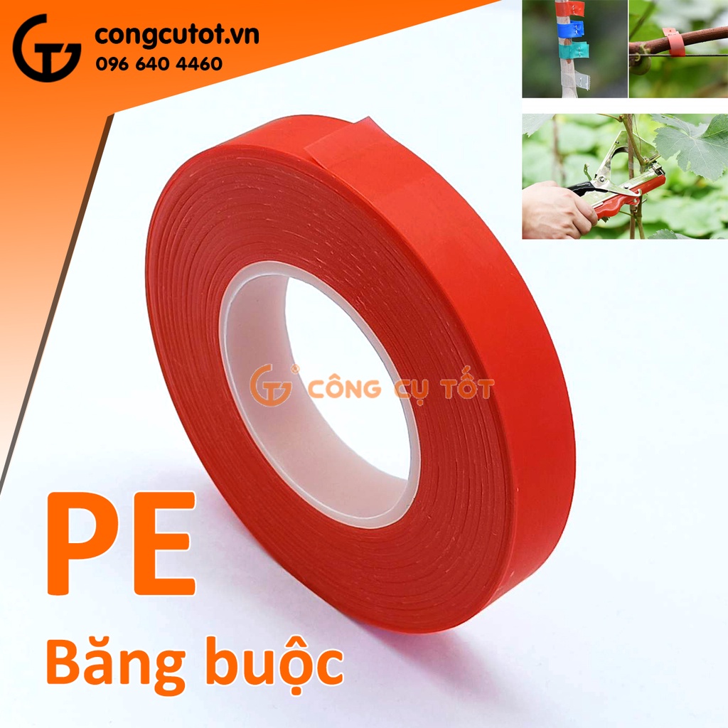 Bộ 100 cuộn dây buộc cành băng buộc dây leo PE cho máy buộc cành tặng kèm 1 cuộn dây PVC lớn