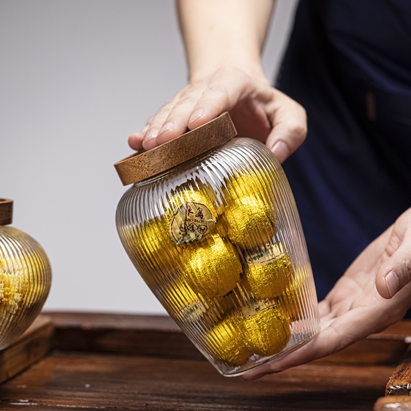Lọ Thủy Tinh Trong Suốt 1L/1.1L Có Nắp Gỗ Đựng Kẹo Bánh Kẹo Và Bánh Snack