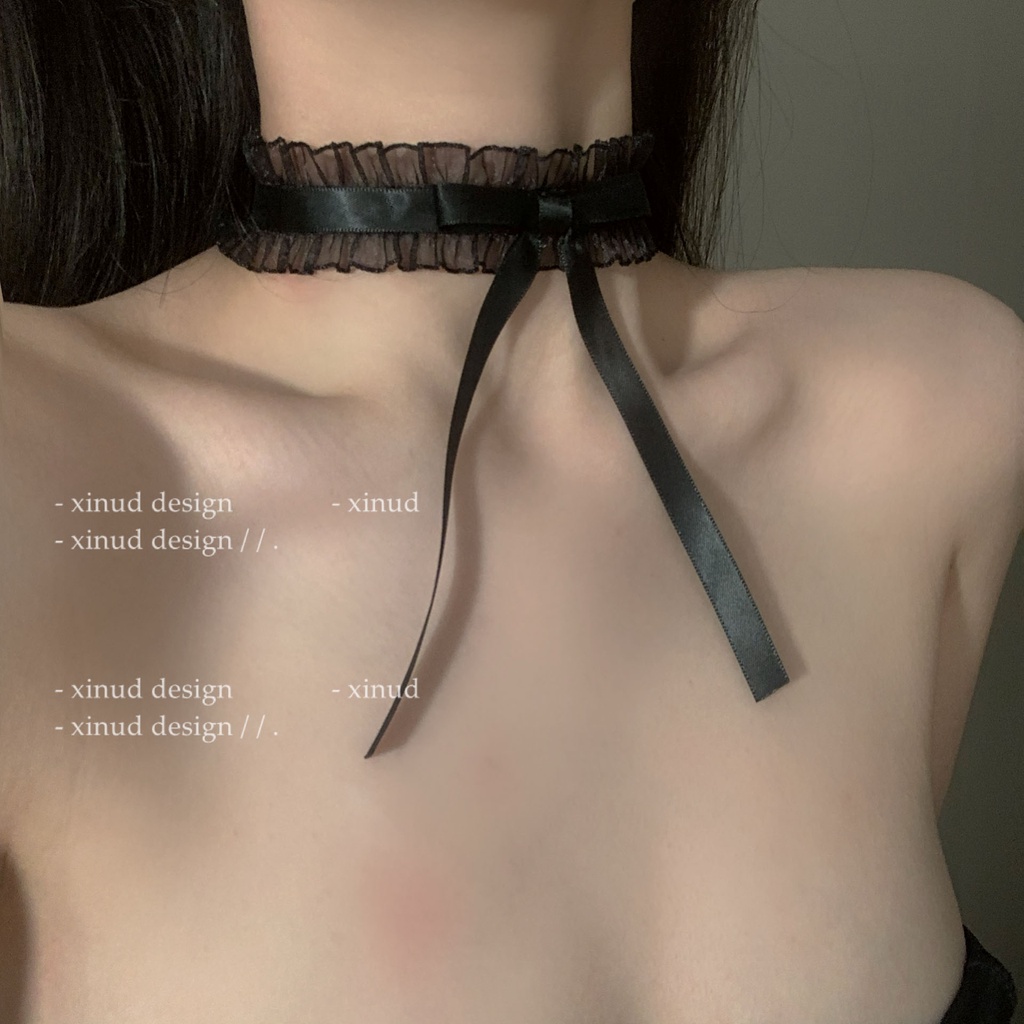 Vòng cổ choker phối nơ ren độc đáo